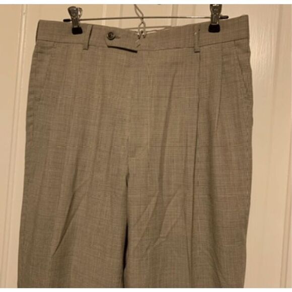NAUTICA SIZE 34W BEIGE CHECKED MARINA UNHEMMED PANTS *NEW, READ* - Picture 5 of 8